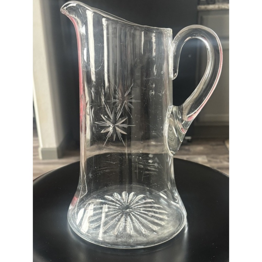 Vtg Starburst Etch Cocktail Martini Glass Pitcher Mid Century Modern 2 Qt Atomic